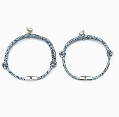 2pcs Magnetic His and Hers Couple Bracelet Love Distance Braided Rope Bracelet