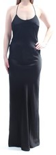 FAME AND PARTNERS Womens Black Spaghetti Strap Full-Length Sheath Dress 4