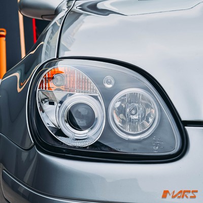 【激レア】CCFLエンジェルアイ プロジェクター ベンツ R170 SLK Black CCFL Angel-Eyes Head Lights for Mercedes-Benz SLK R170