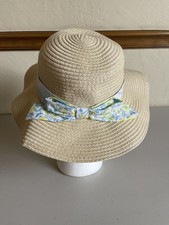 New Tommy Bahama Kids Woven Floral Plaid Sun Hat One Size Kids