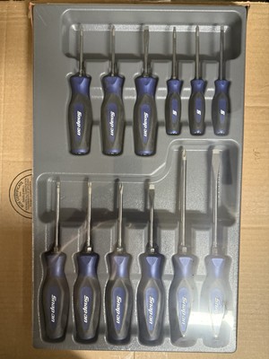 Snap-on Tools NEW 12pc POWER BLUE Soft Grip Combo Screwdriver Set SGDXW120BMB