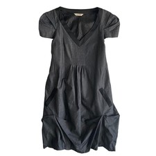 Sarah Gray V Neck Dress Tie Waist Pockets Pleated Detail Short Sleeve, Size 8