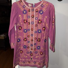 Women's Embroidered Kurtan Tunic Dress Indian Pakistani Style.Size Small. Read