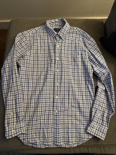 Ralph Lauren Hemd Herren Large Blau Gingham Slim Fit Stretch Oxford Langarm - Bild 2 von 8