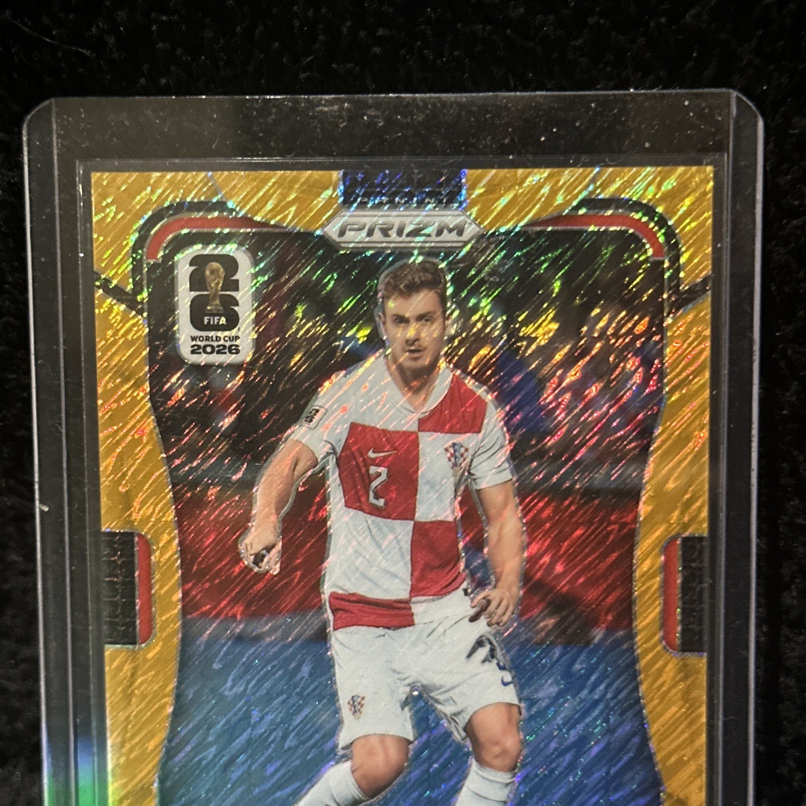 2026 Prizm FIFA World Cup 1st Off Josip Stanišić Croatia #198 Gold Shimmer 3/5 view 7