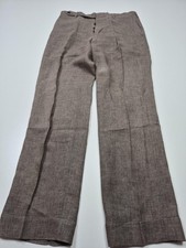 Rota Pantaloni Trousers Linen Mens 31x29 Brown Linen Flat Front Cuffed Italy 48 Rota Pantaloni Trousers Linen Mens 31x29 Brown Linen Flat Front Cuffed Italy 48