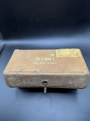 Vintage Kiwi Shoe Shine Compact Kit Cavalier Boot Creme Polish Brushes Cloth