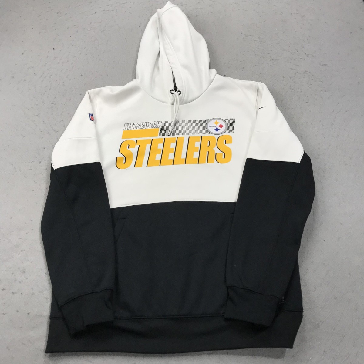 Pittsburgh Steelers Hoodie Mens Medium White Nike On Field Fleece