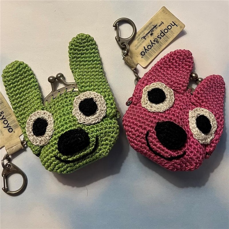 Rare HOOPS & YOYO Crochet COIN PURSE Keychain Lot 2 w/ Original Tags HALLMARK