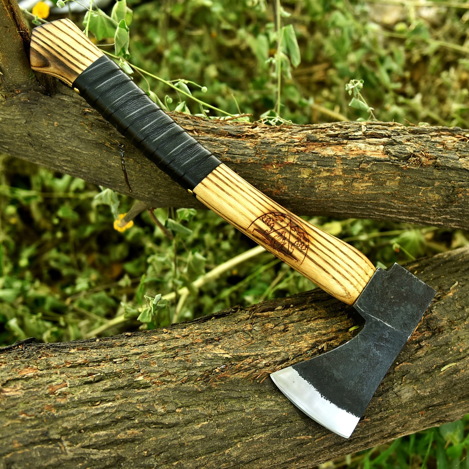 Hacha Bushcraft, hacha de camping forjada a mano para senderismo y aire libre