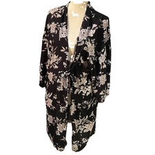 Spiritual Gangster Maya Kimono Robe Black Floral Tie Front OS Boho Duster Pocket