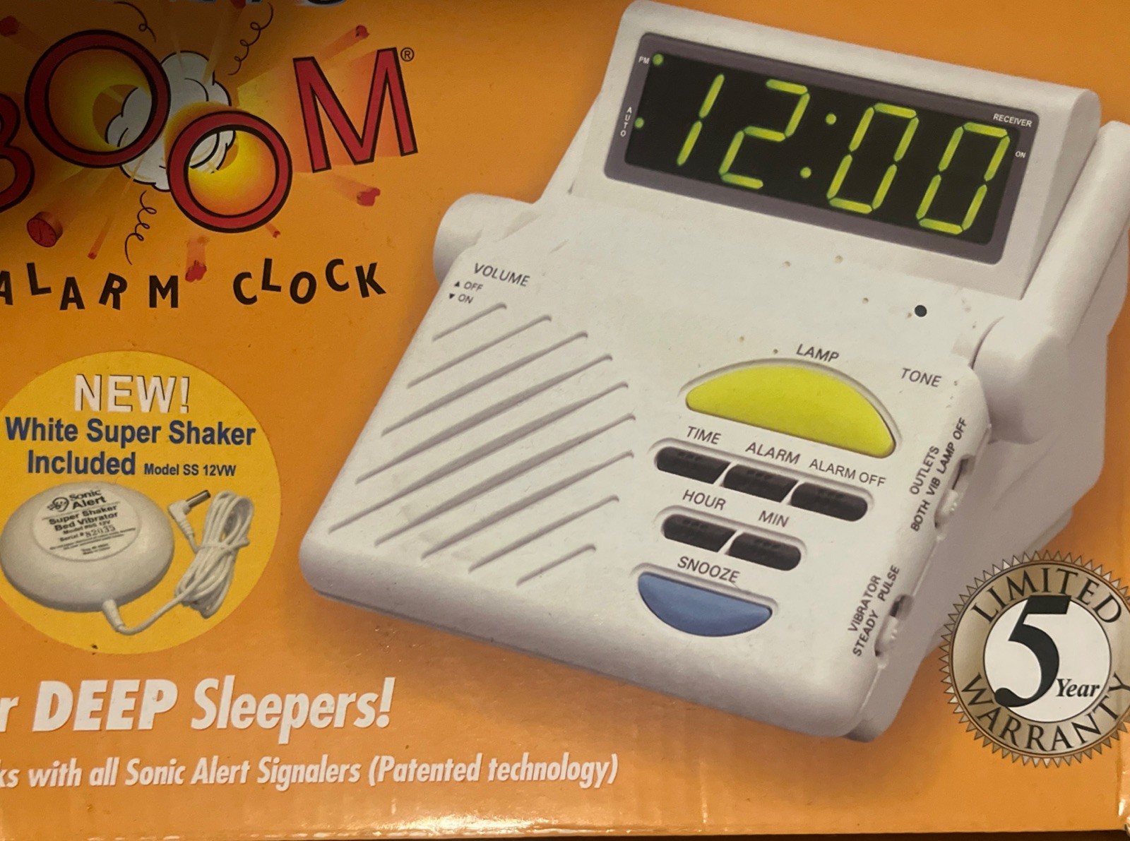 Sonic Alert Sonic Boom SB 1000 v 3 Vibrating Alarm Clock w/Super Shaker detail