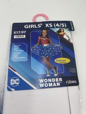 New With Tags Rubies Wonder Woman Girls XS 4/5 Costume With Tiara, Cape,