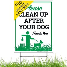 Please Clean Up After Your Dog Thank You Sign, Double 9x12, Color-SI-1310