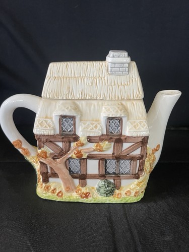 "Thatched Spring Cottage Teapot" Annie Rowe Vintage Tea Pot - Picture 6 of 6
