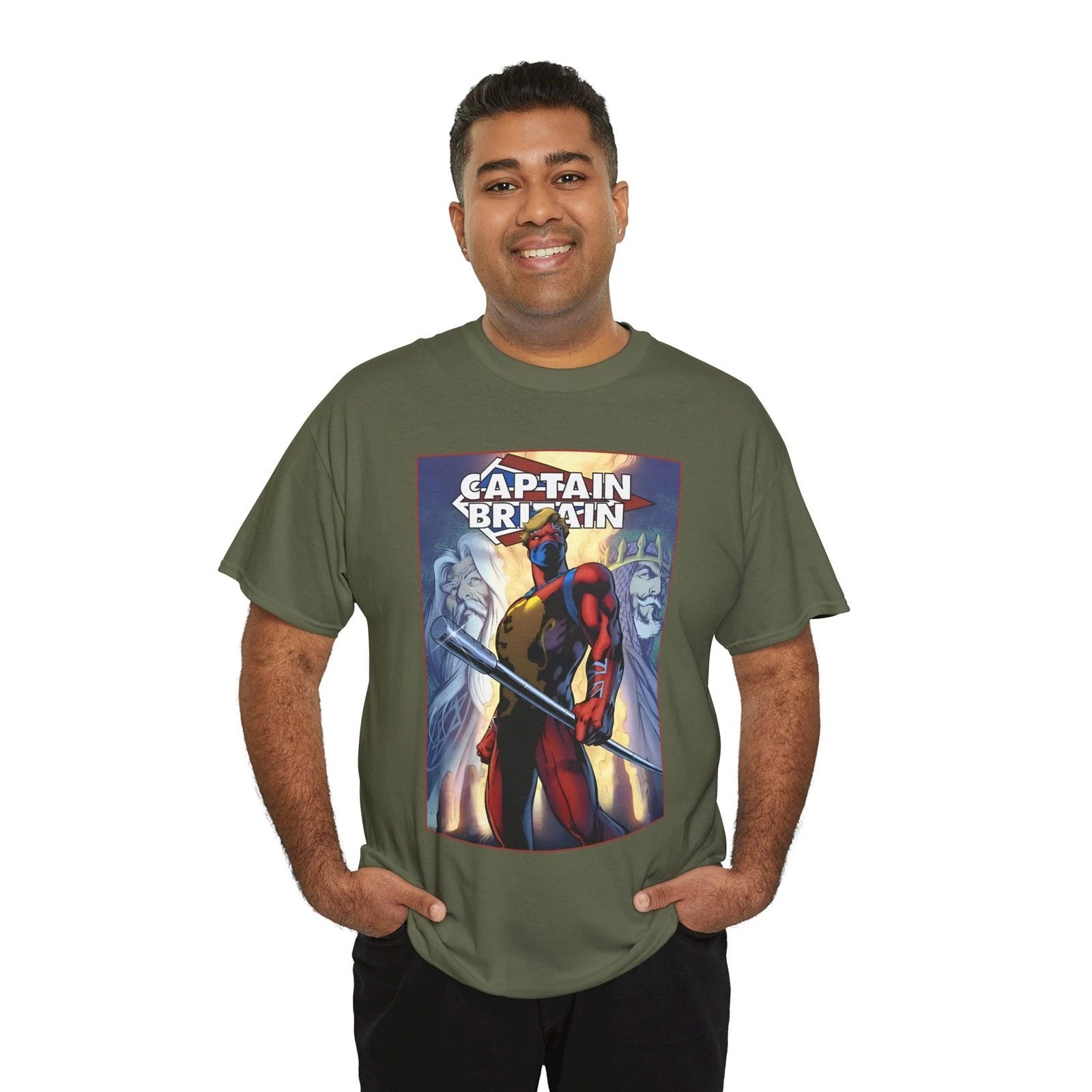Captain Britain T-Shirt - Alan Davis Art - Excalibur Leader - Marvel Comics