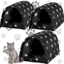 DoubleFill 3 Pcs Cat Houses for Outdoor Cats Winter Weatherproof Insulated St...