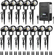 12 Pack Landscape Lights with 2 Zone 300W Low Voltage Transformer, 3000K 12V LED