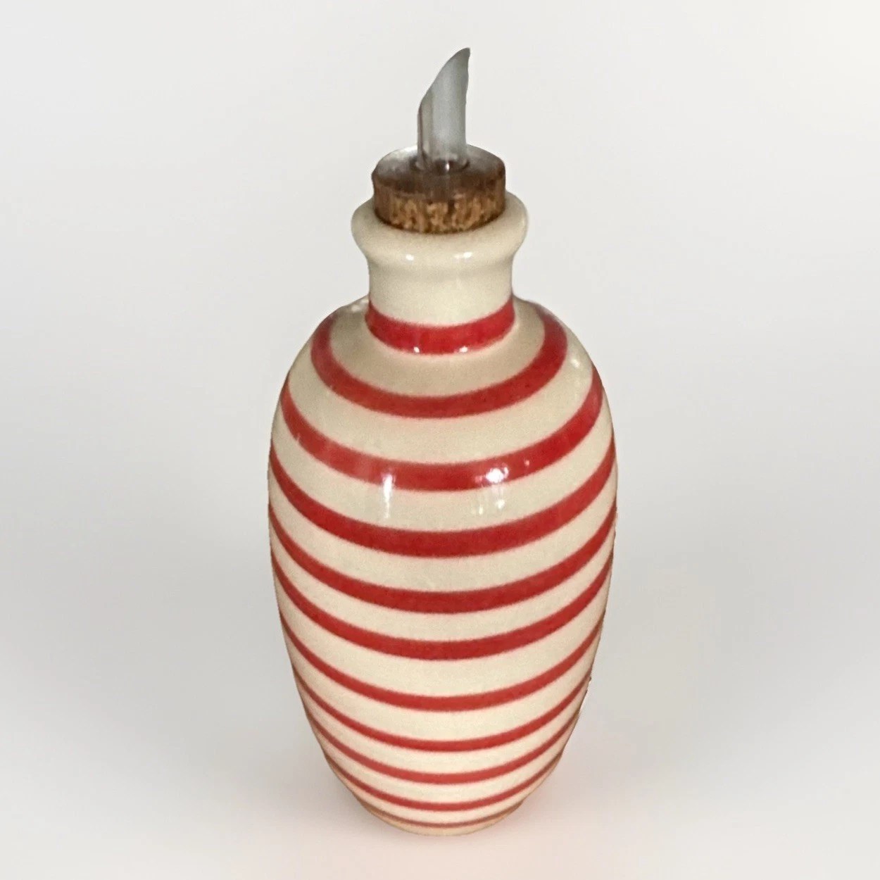 Beneoliva Handmade Spain Ceramic Olive Oil Bottle Red White Striped
Opens in a new window or tab