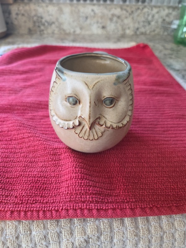 Vintage UCTCI Japan MCM Ceramic Stone Owl Mug, Wise Owl