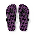 Black Cat Pattern Flip Flops Purple Goth Beach Sandals Halloween Gothic Footwear