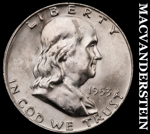 1953-D Franklin Half Dollar- (FBL) Choice Gem Brilliant Unc+++Silver #i3536