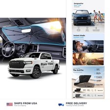 for Ram 1500 Windshield Sun Shade Umbrella 10-Rib Anti-Sagging, 100 Full Ca...