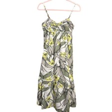 Banana Republic Palm Leaves Floral Front Knot Dress Midi - Size 8