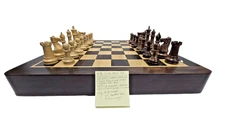 #101 Wooden 32 Chess Pieces Set Only Brown and White No Board