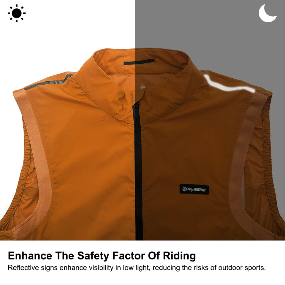 Men Cycling Jacket Reflective Bicycle Vest Windproof Cycling Sleeveless Jacket - Image 3 of 4