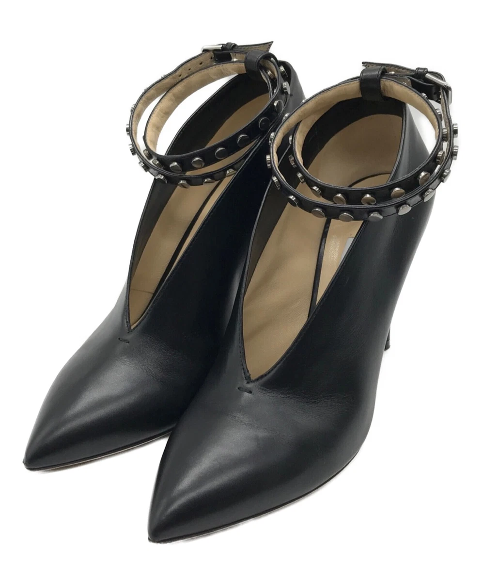 Jimmy Choo Lark 65 women's ankle strap V-cut leather pumps in black size 37 used