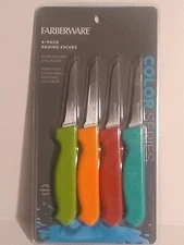 NEW FARBERWARE 4-Pack Multi-Color Paring Knives - Stainless Steel - Color Series