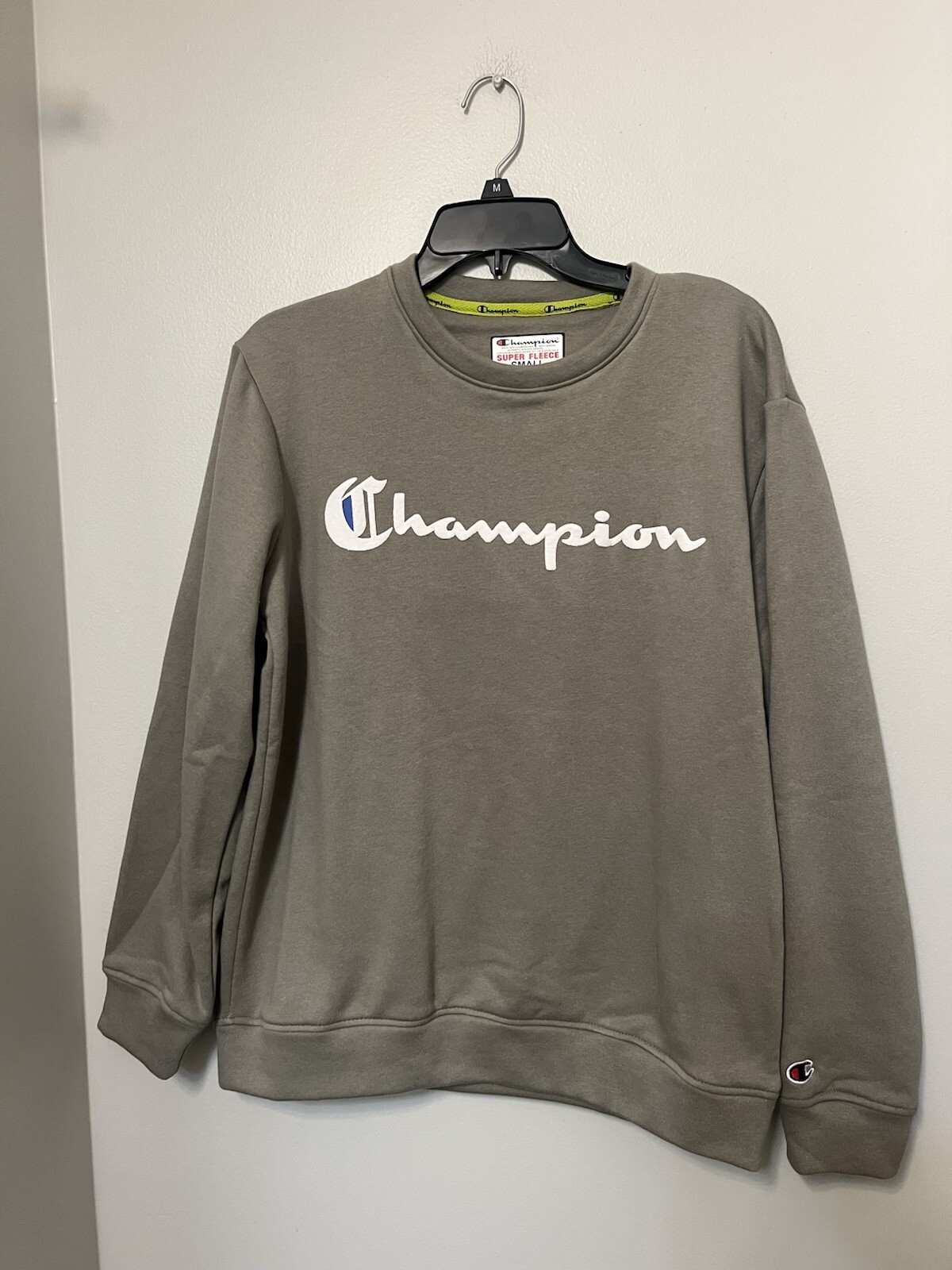 Vintage Y2K Champion Classic Logo Spellout Olive Green Crew  Neck Sweatshirt  S