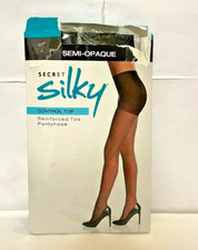 Secret Silky Jet Black Pantyhose Size A Control Top New In Open Package Read