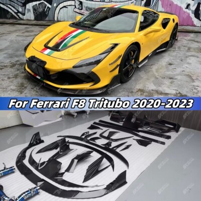 Dry Carbon Fiber Front Lip Rear Diffuser Spoiler Wing Side Skirts For Ferrari F8