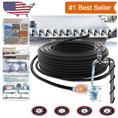 Versatile 50ft Self-Regulating Heat Cable for Roofs and Pipe Freeze Protection
