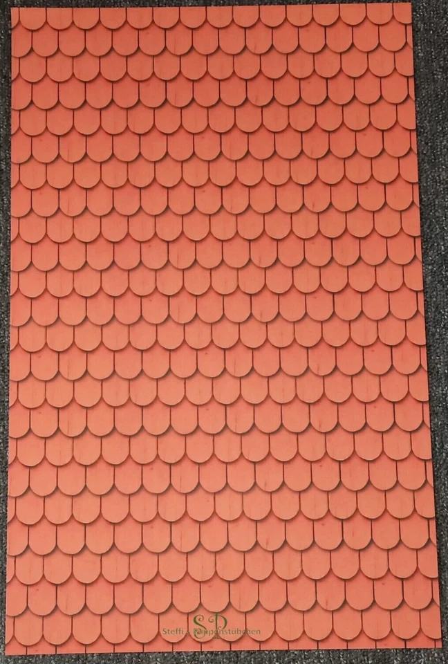 Dachziegel auf Karton 49,5 x 31,5 cm - Miniatur Puppenhaus Puppenstube 1:12 - Bild 2 von 3