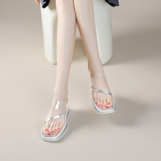 PANTOFOLA D’ORO Scarpe sandali ciabatte donna 2025 moda punta aperta plateau trasparenti mules CMO