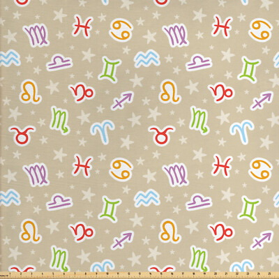 Astrologie Gewebe als Meterware Bunte Doodle Signs