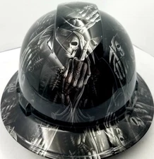 Hard Hat custom hydro dipped , OSHA approved FULL BRIM ,FTW GRIM REAPER UP YOURS
