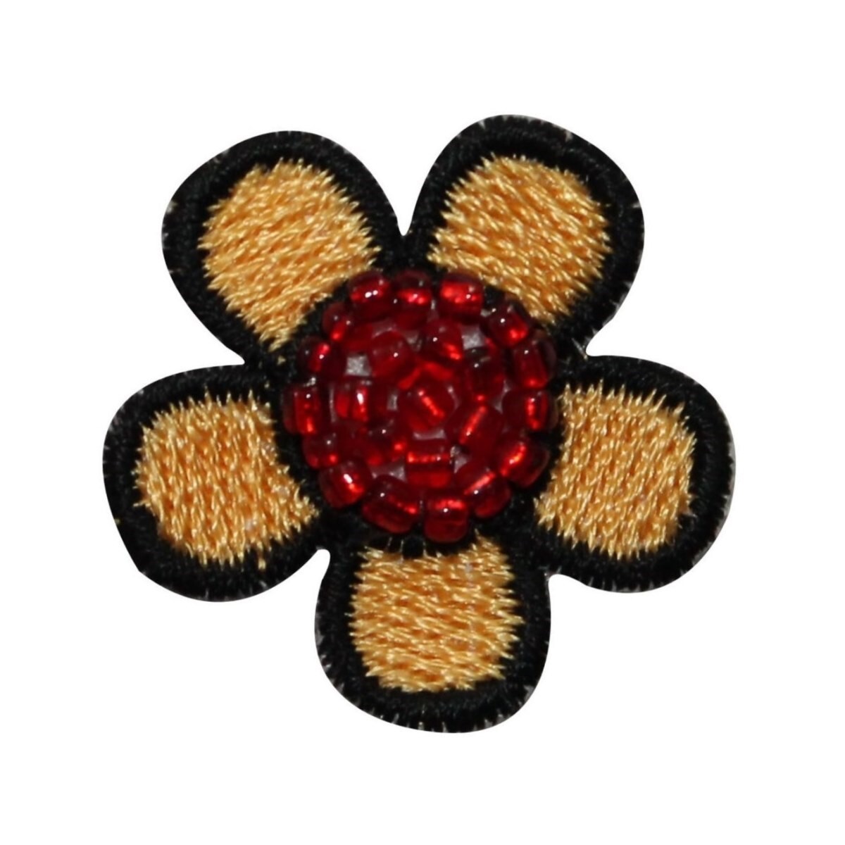 ID 6866 Yellow Beaded Daisy Patch Garden Blossom Embroidered Iron
