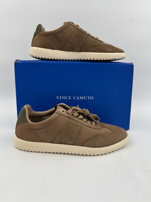 Vince Camuto Mens Kooper Fashion Sneaker Size 10 Mink Tan And Green Lace Up 