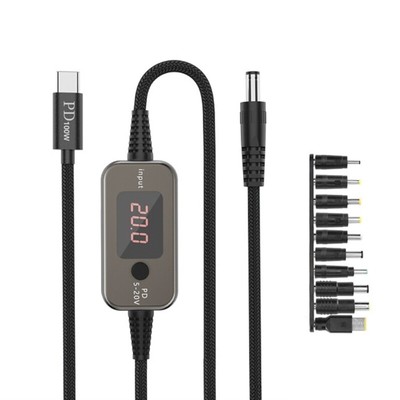 Multiple Voltages Type C To DC5521 Charging Cable Cord 5A for Modems Notebook