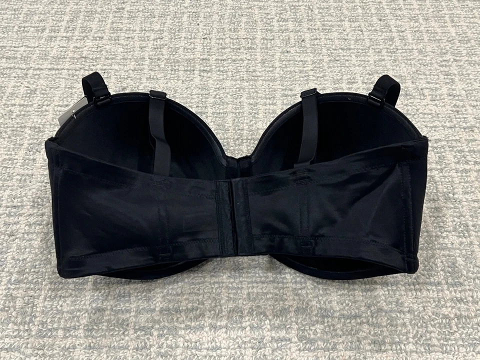 Sujetador sin tirantes convertible alfombra roja Wacoal 854119 Roebuck negro nuevo talla 38DDD Foto 3 de 4
