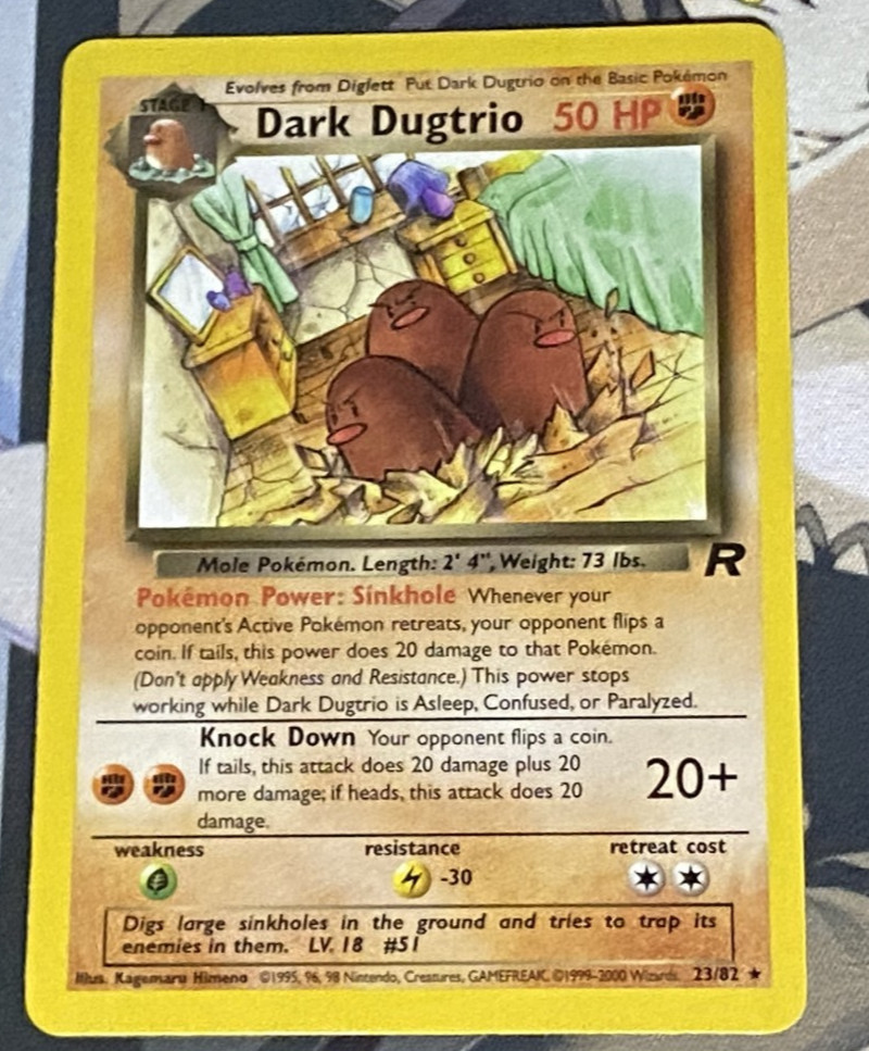 DARK DUGTRIO Pokemon Card - WOTC - Team Rocket - 23/82 - Unlimited Near Mint