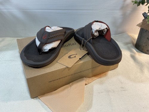Men's Olukai Hokua Flip Flop Comfort Sandal dk java size 9 m