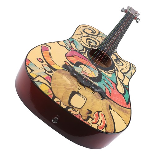 Wooden Guitar 38in Graffiti Pattern High Density Fingerboard Acoustic Guitar For - Picture 5 of 22