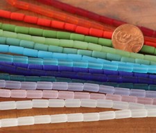 PICK COLOR 8" 8mm small TUBE sea beach glass beads frosted recycled matte