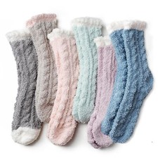 6 Pairs Womens Fuzzy Socks with Grips Non Slip Slipper Fluffy Socks Gifts for...