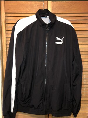 Puma Retro Track Jacket Mens XL Black Full Zip T7 Track  68 Model Throw Back